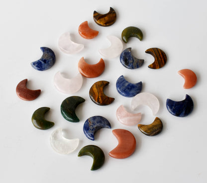 Polished  Crystal Moons, Hand Carved Crescent Moon Shaped  DestGlow
