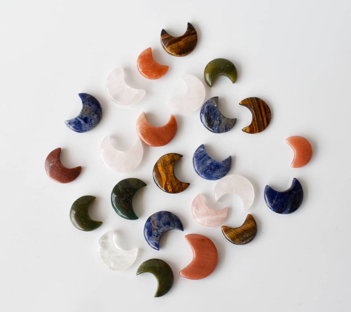 Polished  Crystal Moons, Hand Carved Crescent Moon Shaped  DestGlow