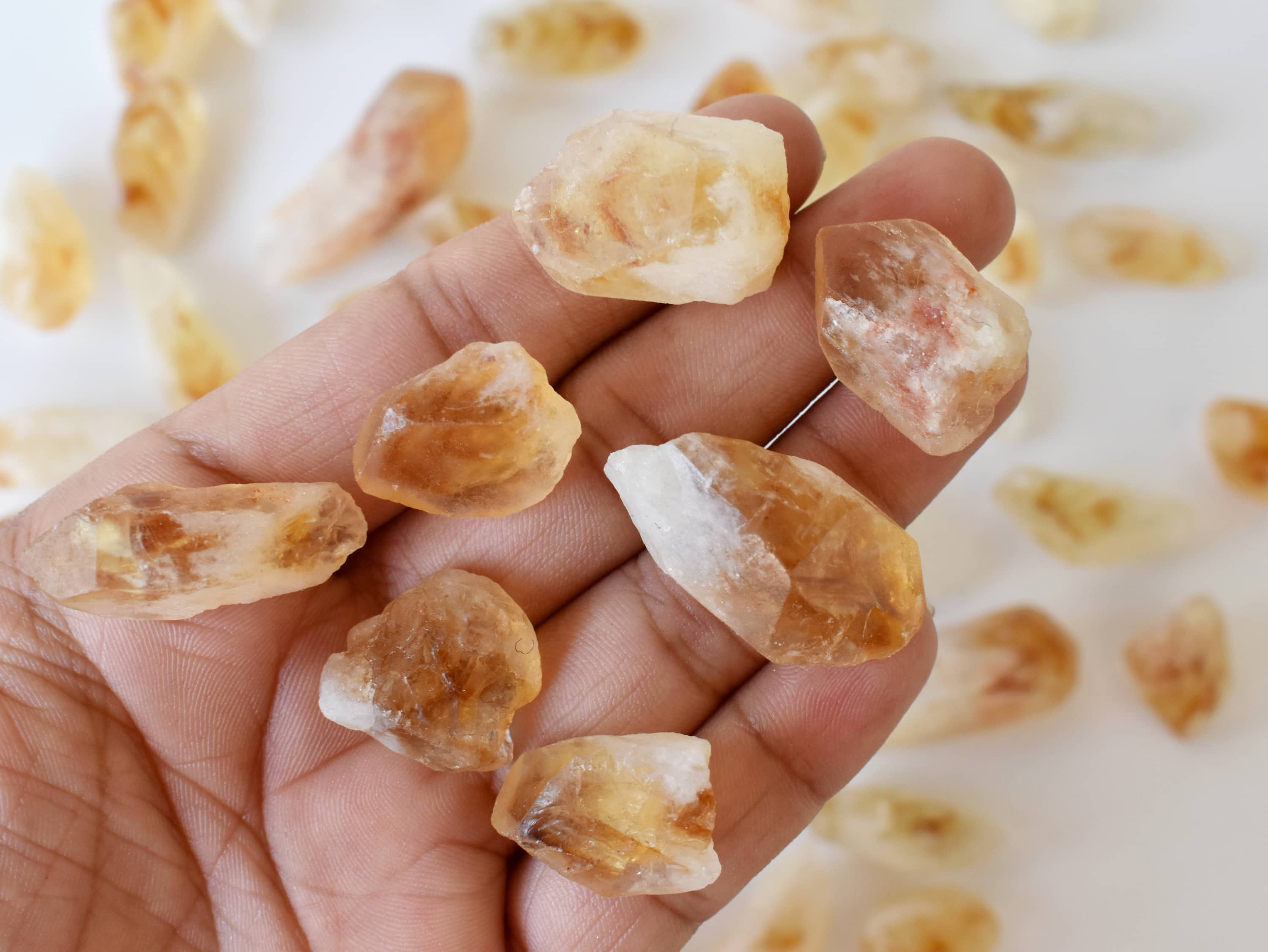 Natural Citrine Points(Small), Natural Bulk Crystals (Stress Relief and Good Fortune)  DestGlow