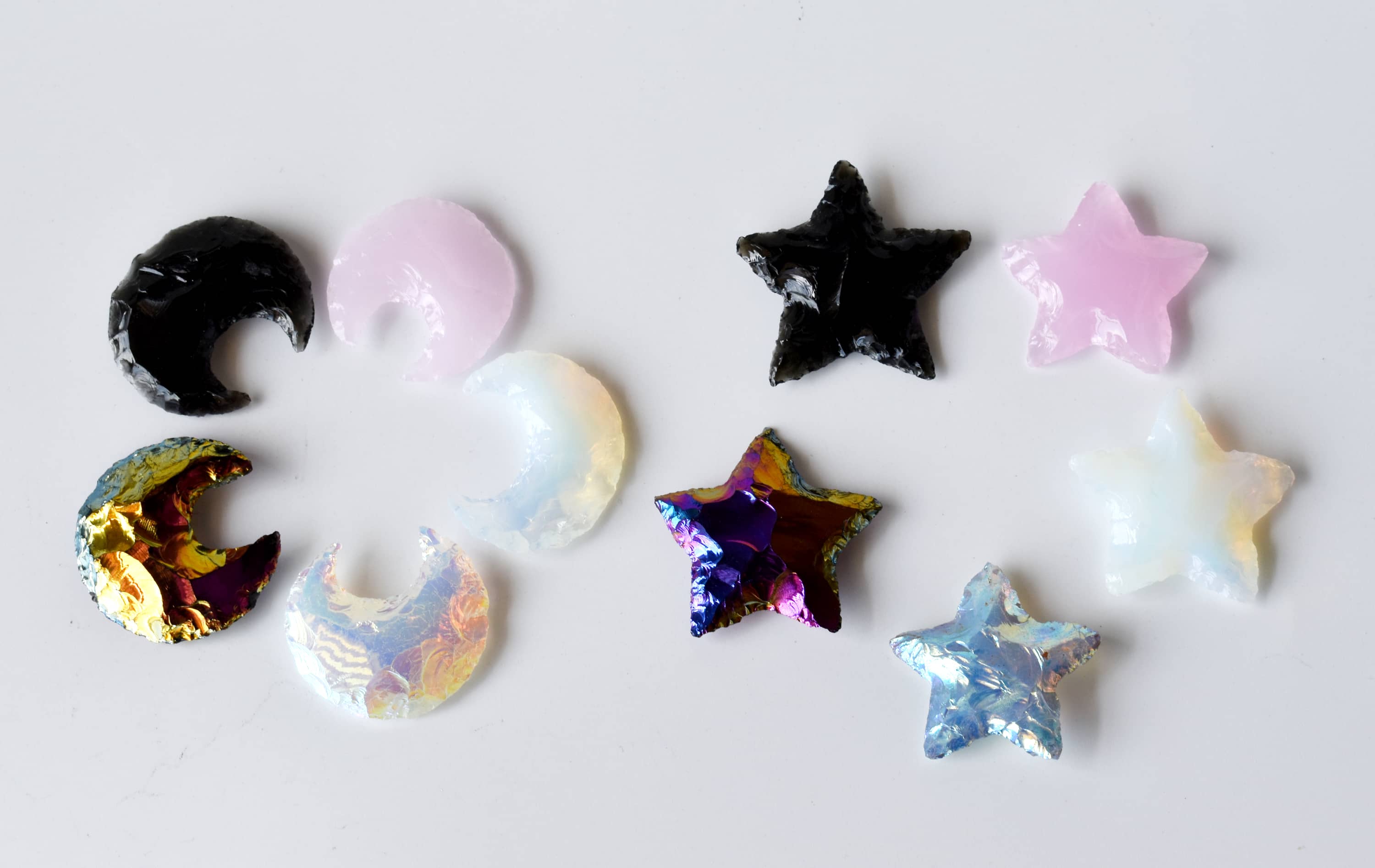 Flat Stars &amp; Moon Shaped Gemstone Arrowheads.  DestGlow