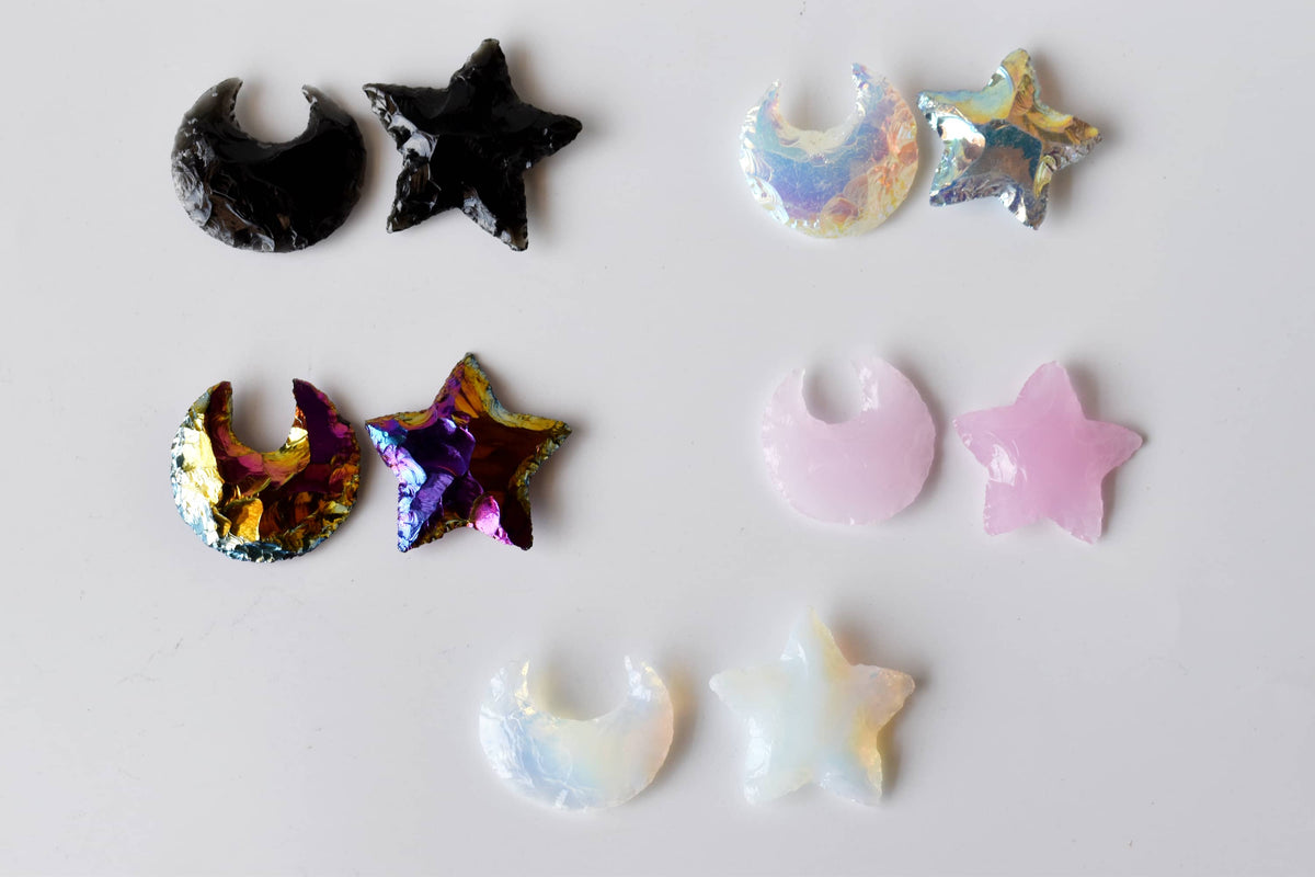 Flat Stars &amp; Moon Shaped Gemstone Arrowheads.  DestGlow