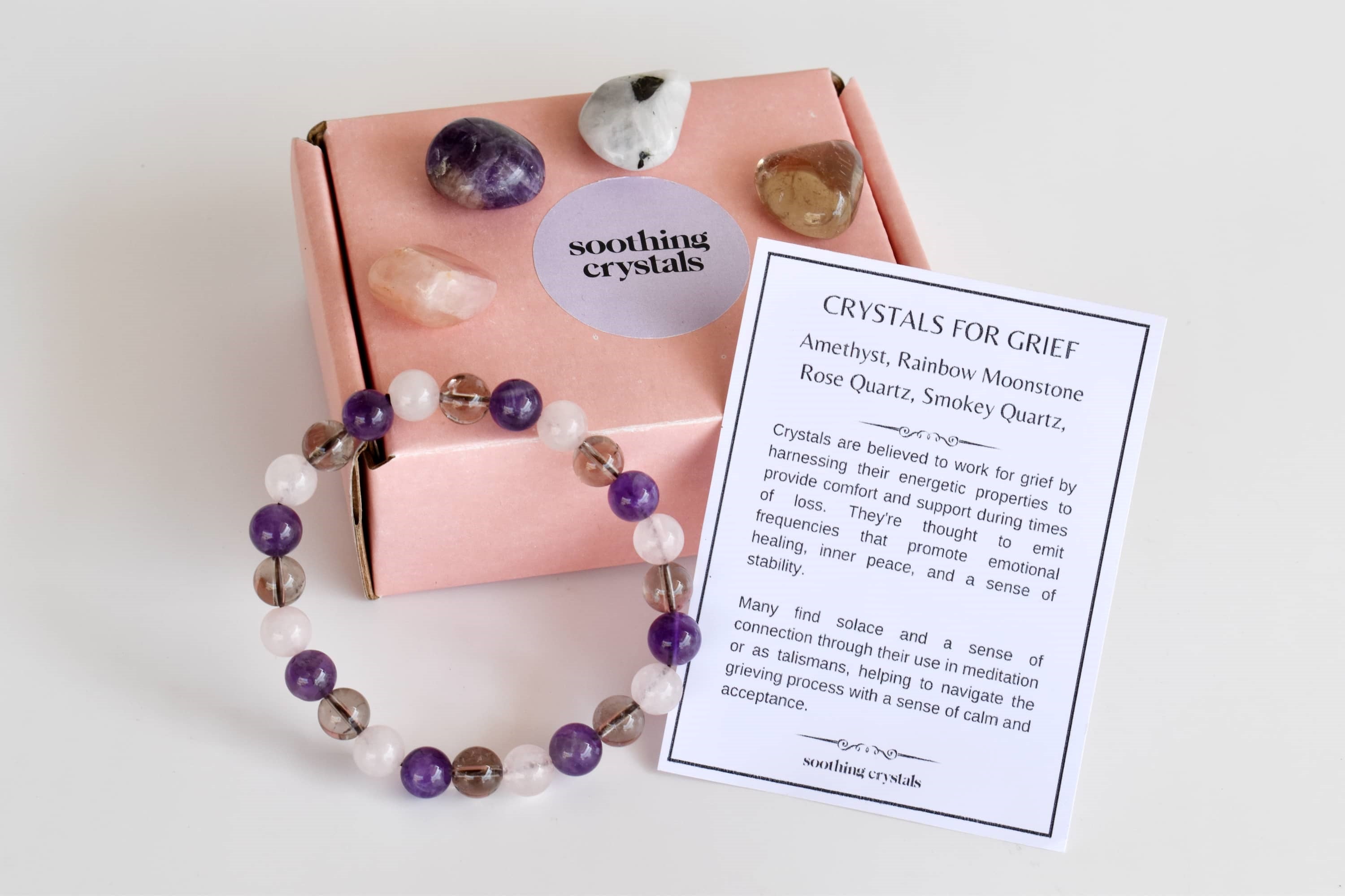 Calming GRIEF Support  Crystal Kit, Gemstone Tumble Kit, Grief Crystal Gift Set  DestGlow