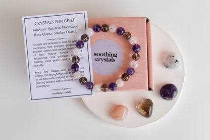 Calming GRIEF Support  Crystal Kit, Gemstone Tumble Kit, Grief Crystal Gift Set  DestGlow