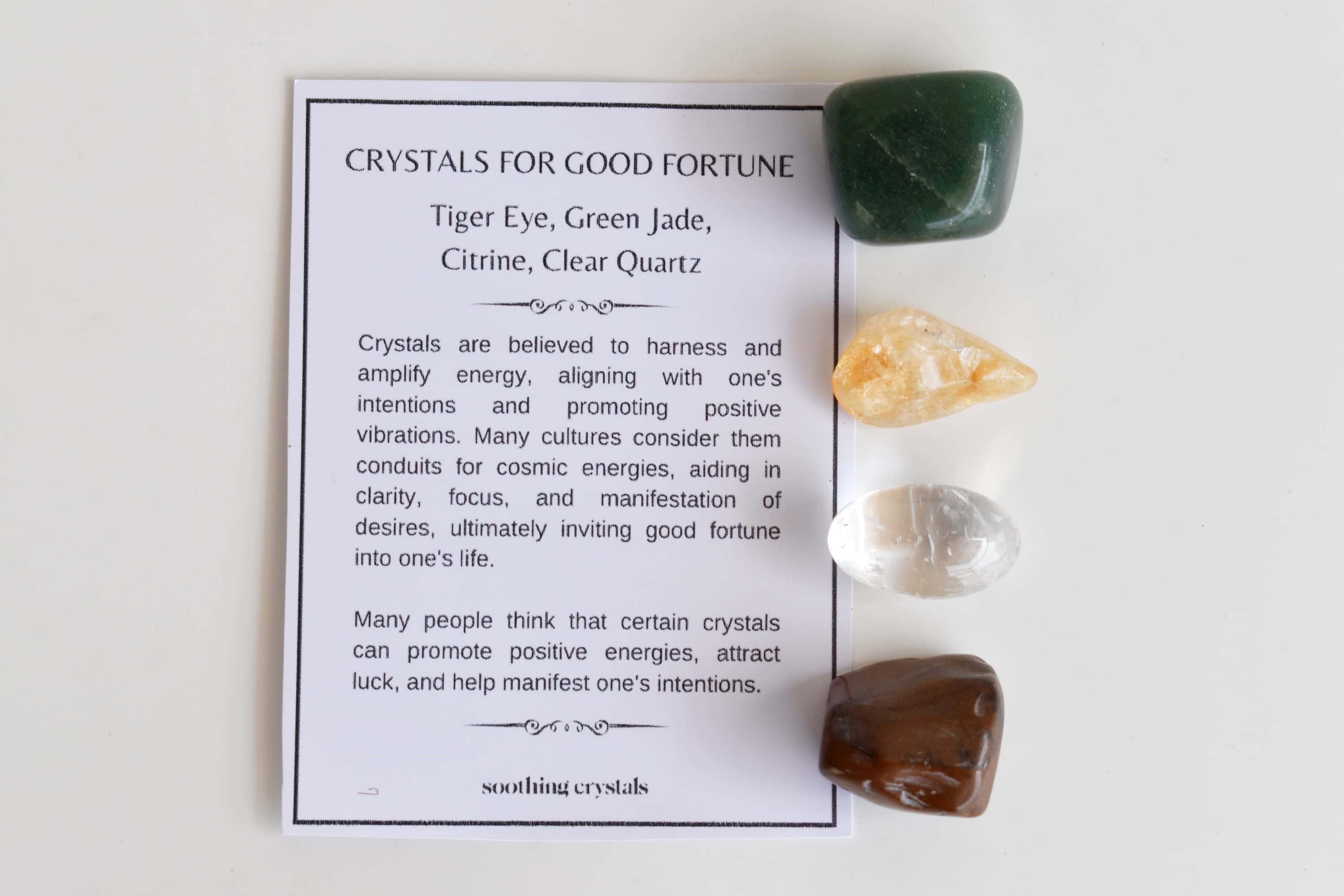 Harbouring GOOD FORTUNE Crystal Kit, Gemstone Tumble Kit, Good fortune Crystal Gift Set  DestGlow