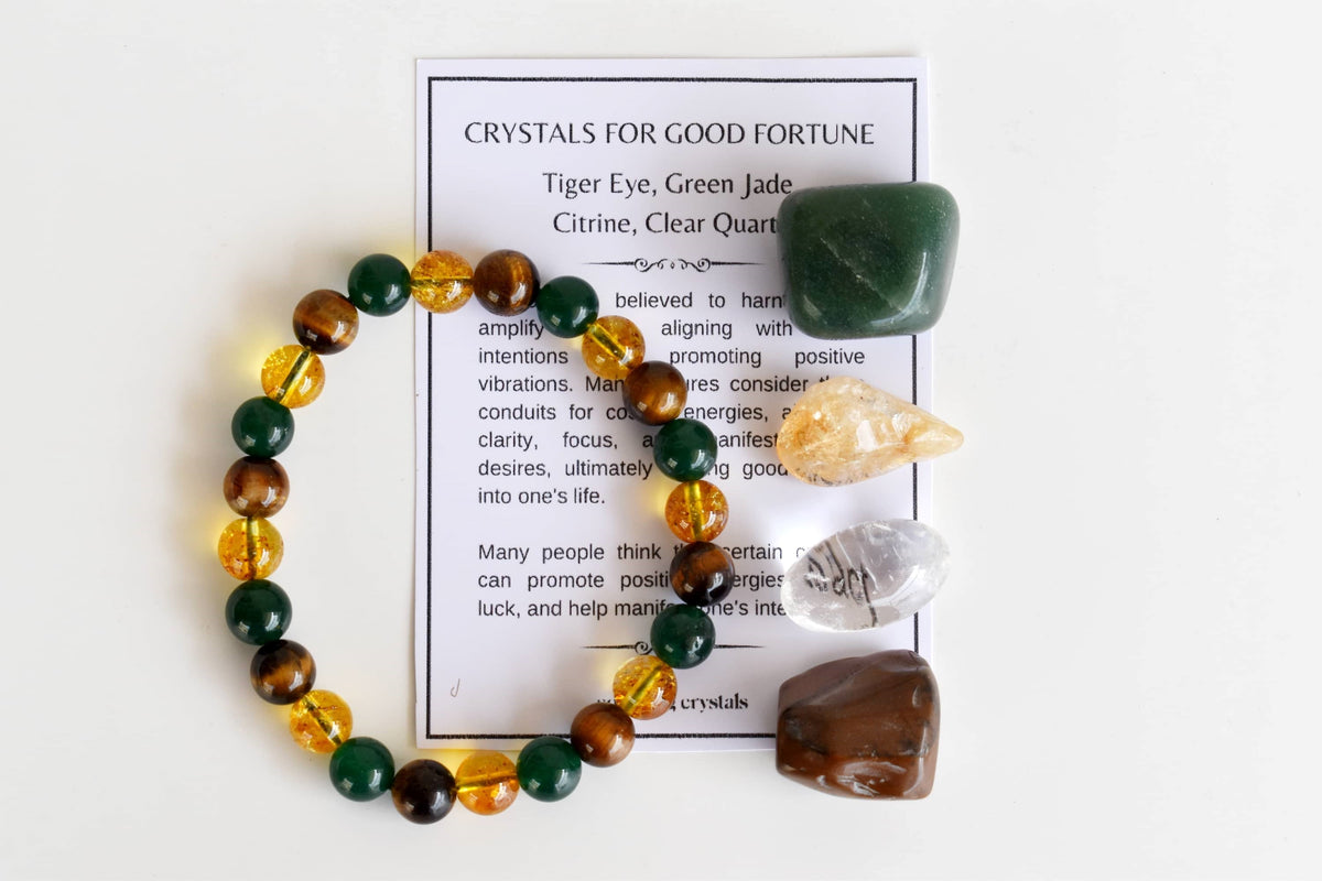 Harbouring GOOD FORTUNE Crystal Kit, Gemstone Tumble Kit, Good fortune Crystal Gift Set  DestGlow