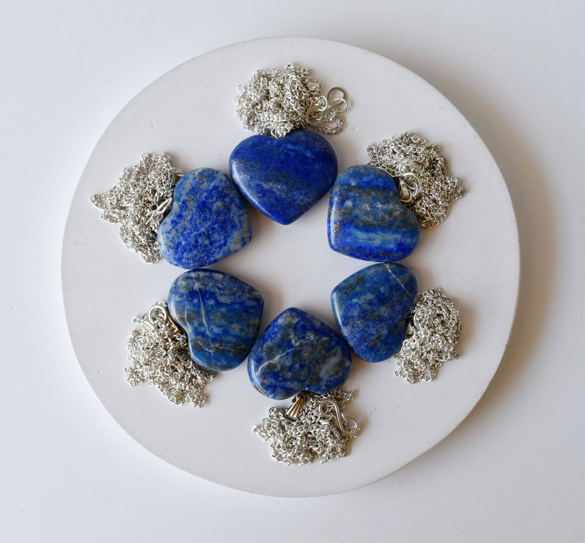 Real Lapis Lazuli Crystal Heart Pendant, Genuine Heart Shaped Necklaces.  DestGlow