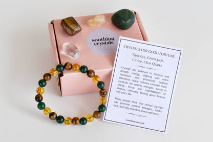 Harbouring GOOD FORTUNE Crystal Kit, Gemstone Tumble Kit, Good fortune Crystal Gift Set  DestGlow