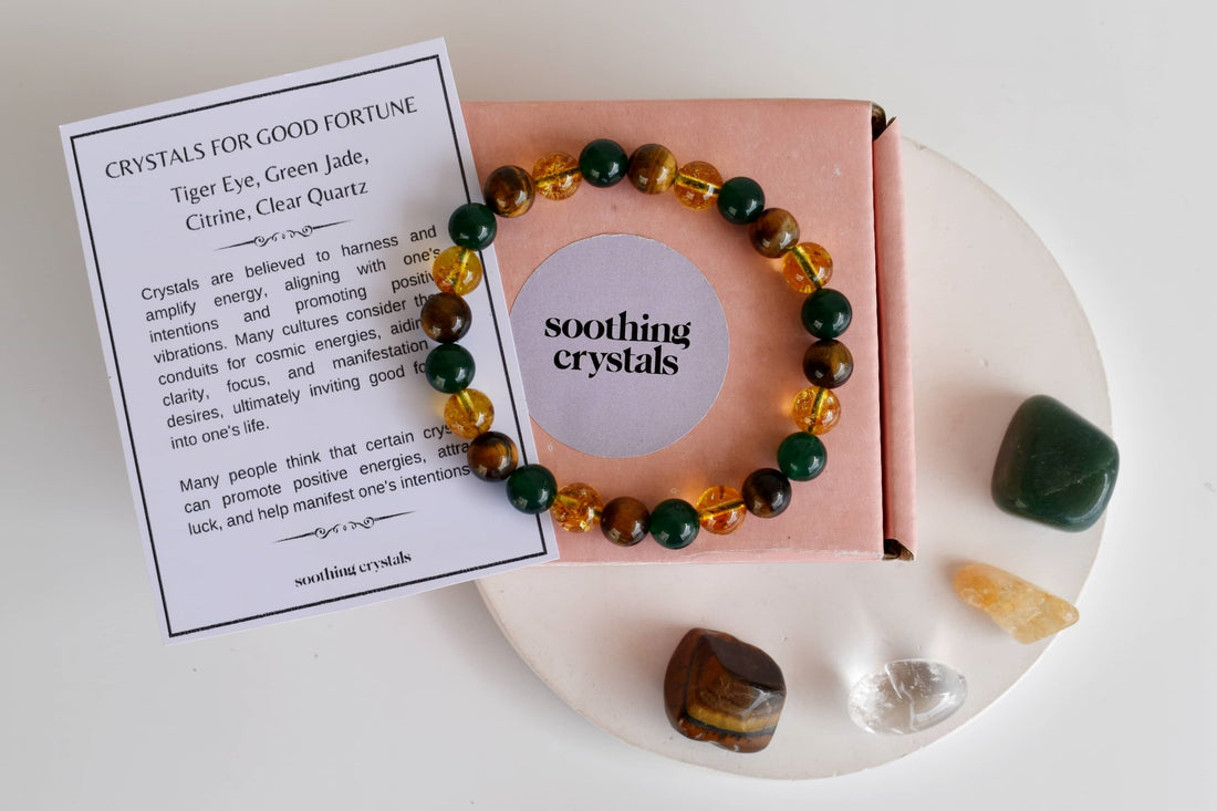 Harbouring GOOD FORTUNE Crystal Kit, Gemstone Tumble Kit, Good fortune Crystal Gift Set  DestGlow