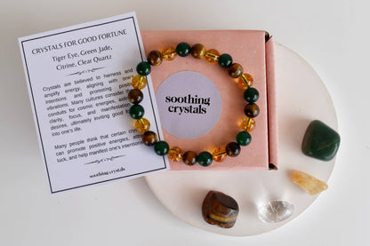 Harbouring GOOD FORTUNE Crystal Kit, Gemstone Tumble Kit, Good fortune Crystal Gift Set  DestGlow