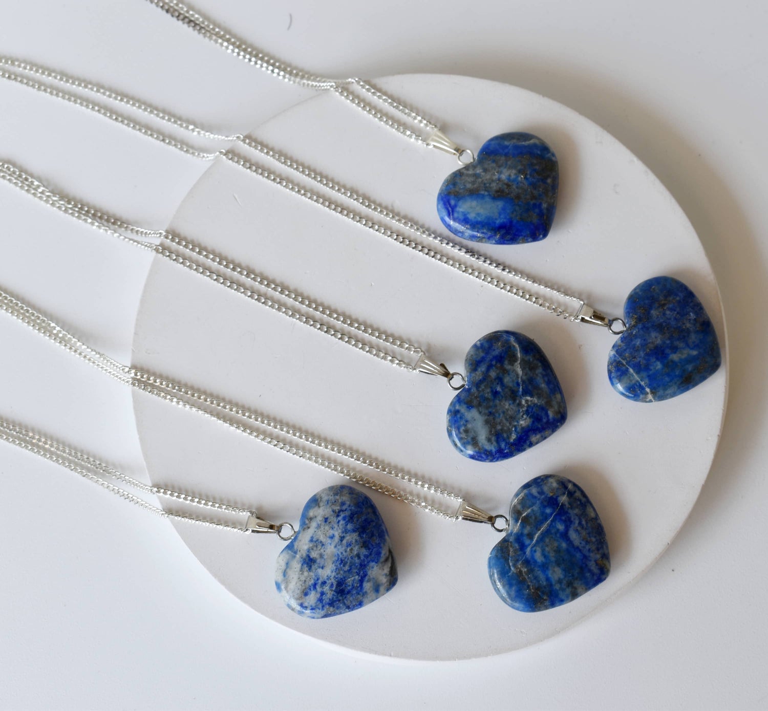 Real Lapis Lazuli Crystal Heart Pendant, Genuine Heart Shaped Necklaces.  DestGlow