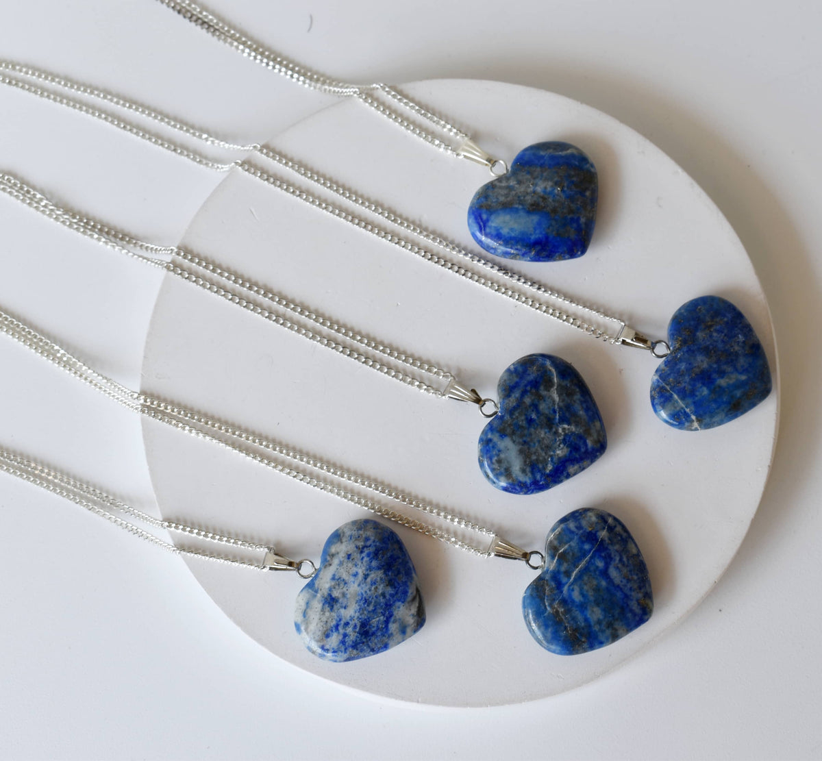 Real Lapis Lazuli Crystal Heart Pendant, Genuine Heart Shaped Necklaces.  DestGlow
