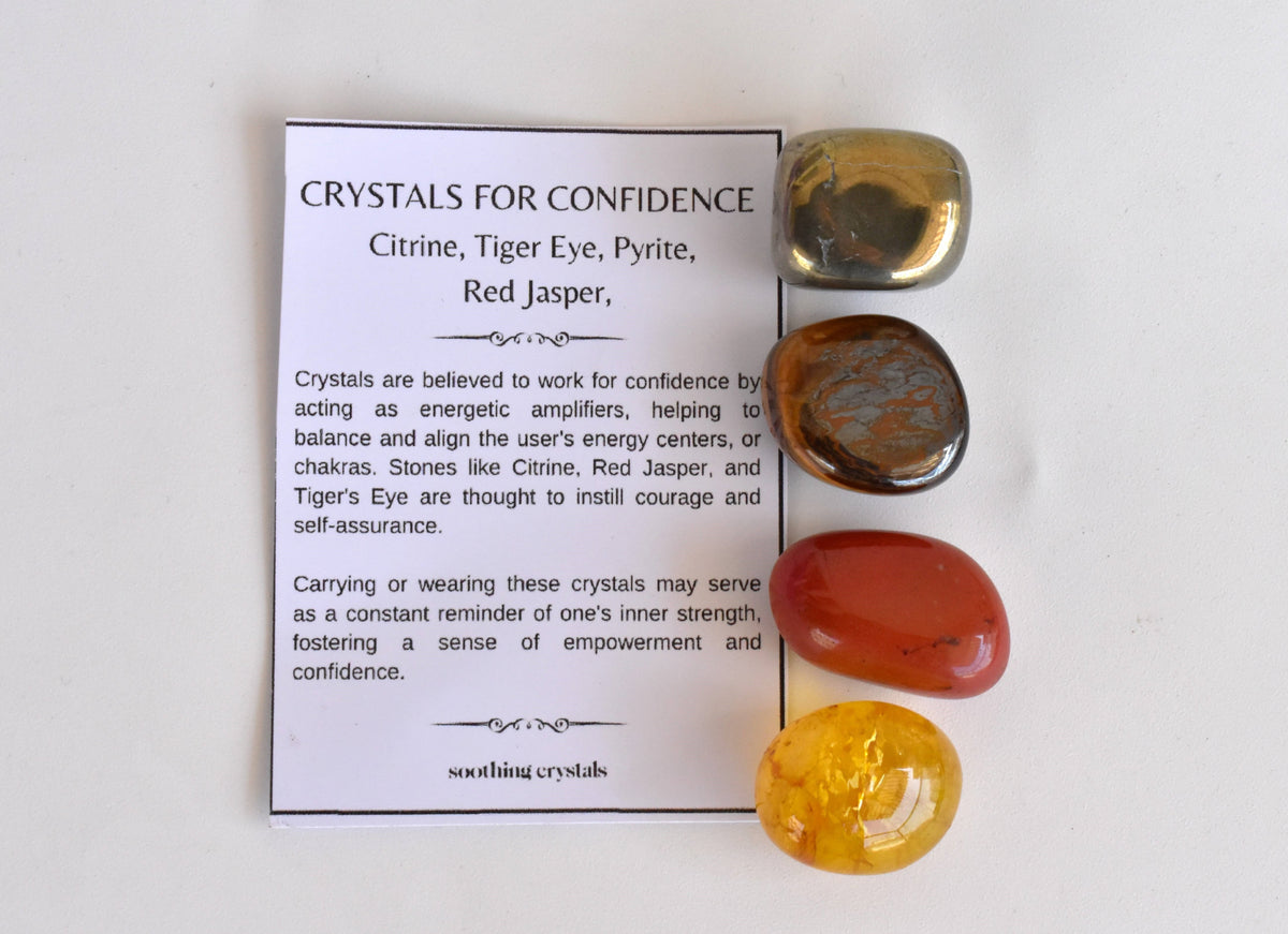 Boost CONFIDENCE Crystal Kit, Gemstone Tumble Kit, Confidence Crystal Gift Set.  DestGlow