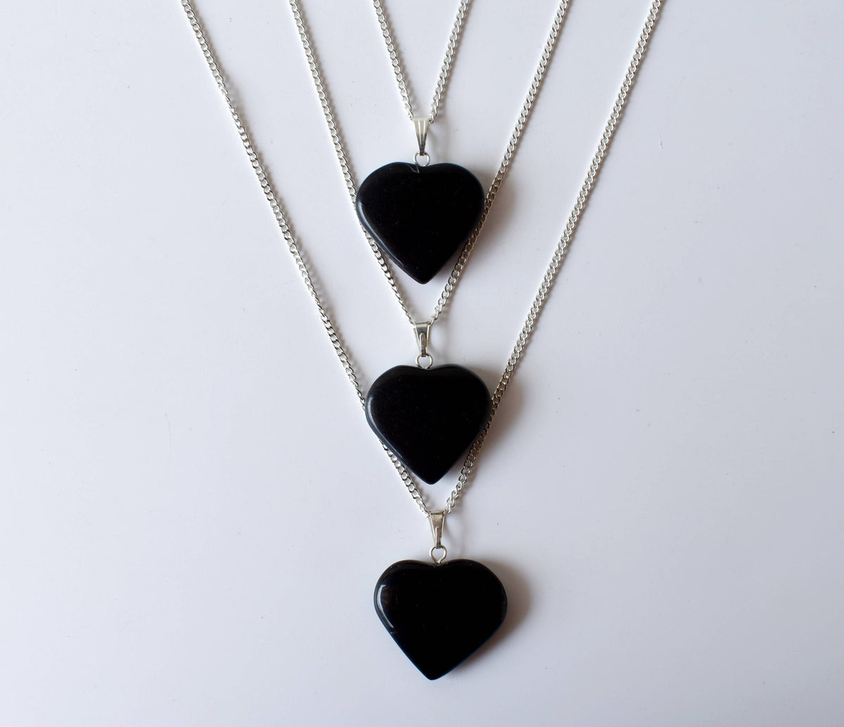 Real Black Tourmaline Crystal Heart Pendant, Genuine Heart Shaped Necklaces  DestGlow