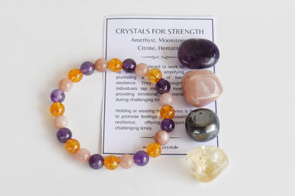 Enhances STRENGTH Crystal Kit, Gemstone Tumble Kit, Strength Crystal Gift Set  DestGlow