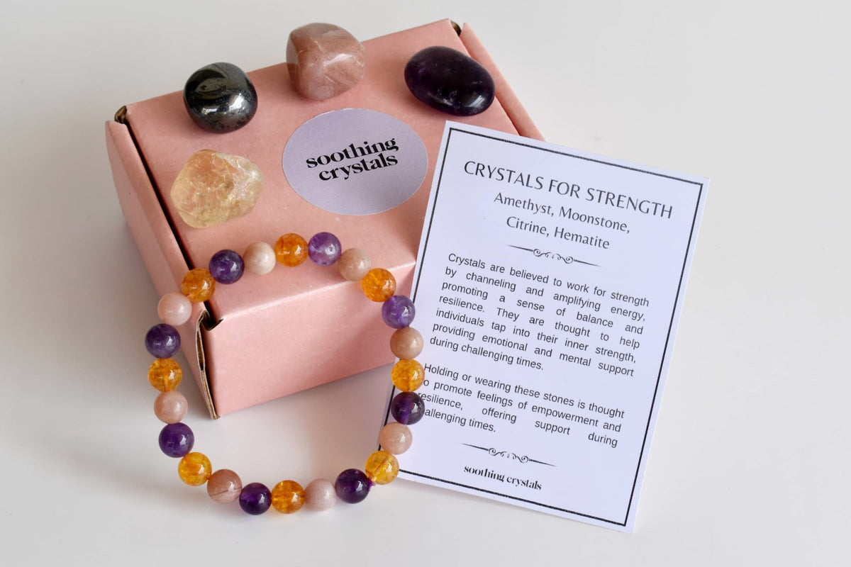 Enhances STRENGTH Crystal Kit, Gemstone Tumble Kit, Strength Crystal Gift Set  DestGlow