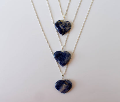 Real Sodalite Crystal Heart Pendant, Genuine Heart Shaped Necklaces  DestGlow
