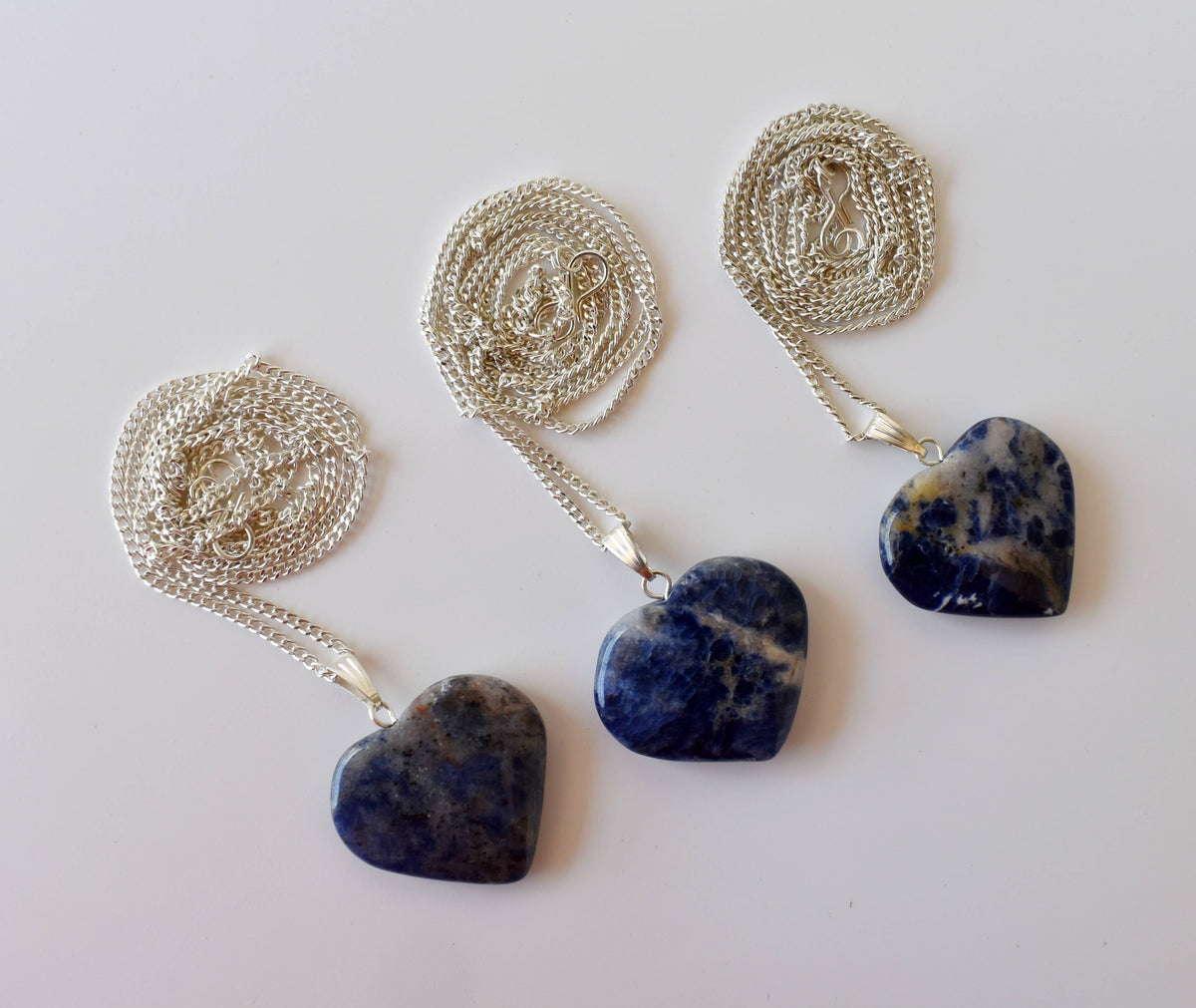 Real Sodalite Crystal Heart Pendant, Genuine Heart Shaped Necklaces  DestGlow