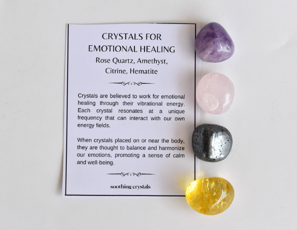 EMOTIONAL HEALING Crystal Kit, Gemstone Tumble Kit, Emotional Healing Crystal Gift Set  DestGlow