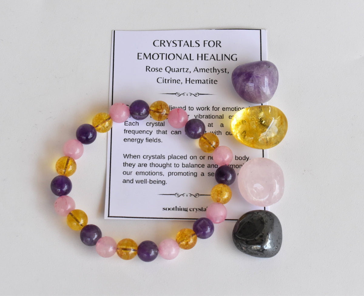 EMOTIONAL HEALING Crystal Kit, Gemstone Tumble Kit, Emotional Healing Crystal Gift Set  DestGlow