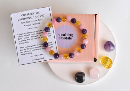 EMOTIONAL HEALING Crystal Kit, Gemstone Tumble Kit, Emotional Healing Crystal Gift Set  DestGlow