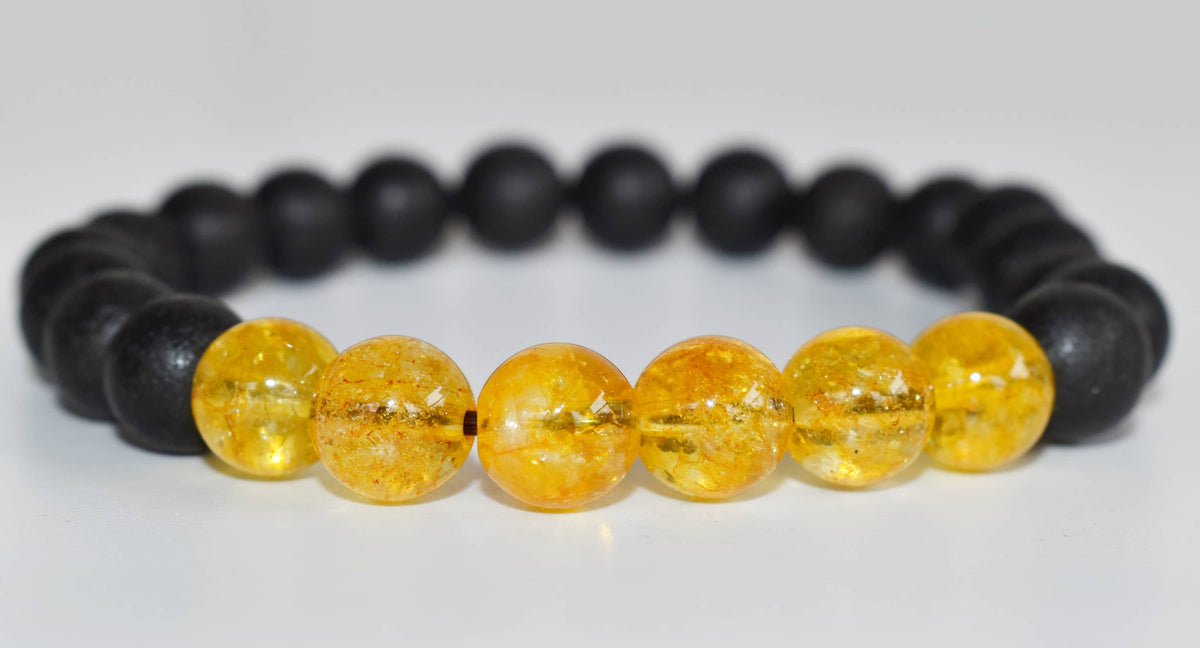 Lava Diffuser Bracelet, Lava with Citrine Beads Diffuser Jewelry, Aromatherapy, Essential Oil Bracelet, Spiritual Gift, Yoga Gift for Her  DestGlow
