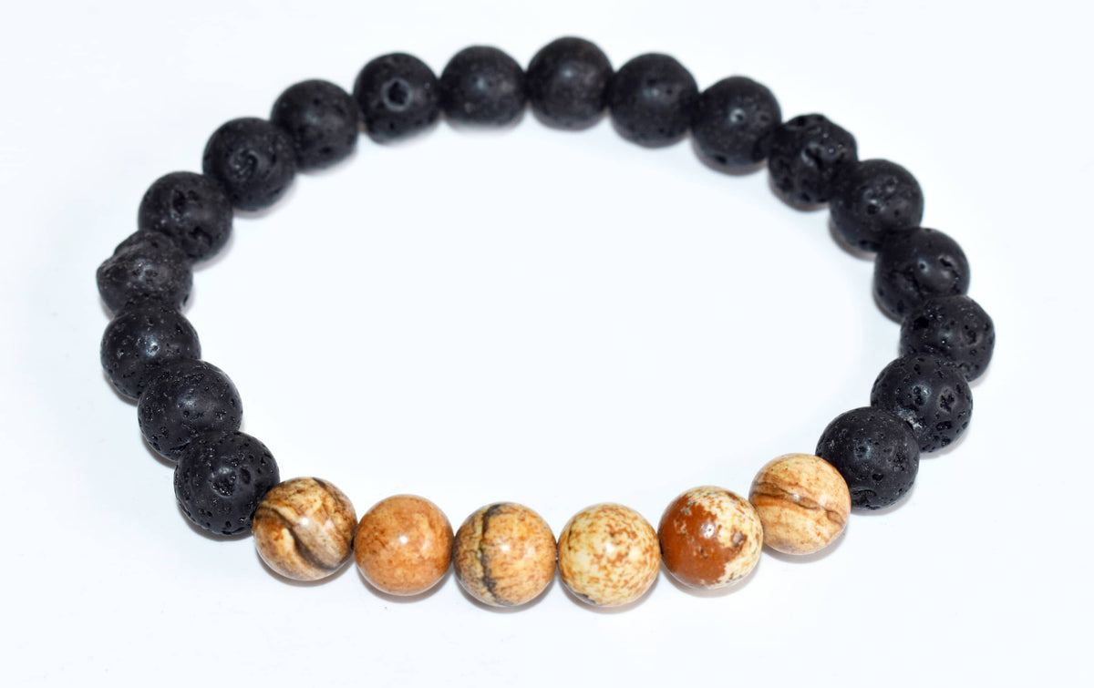 Lava Diffuser Bracelet, Lava with Picture Jasper Beads Diffuser Jewelry, Aromatherapy, Essential Oil Bracelet, Spiritual Gift, Yoga Gift for Her,  DestGlow