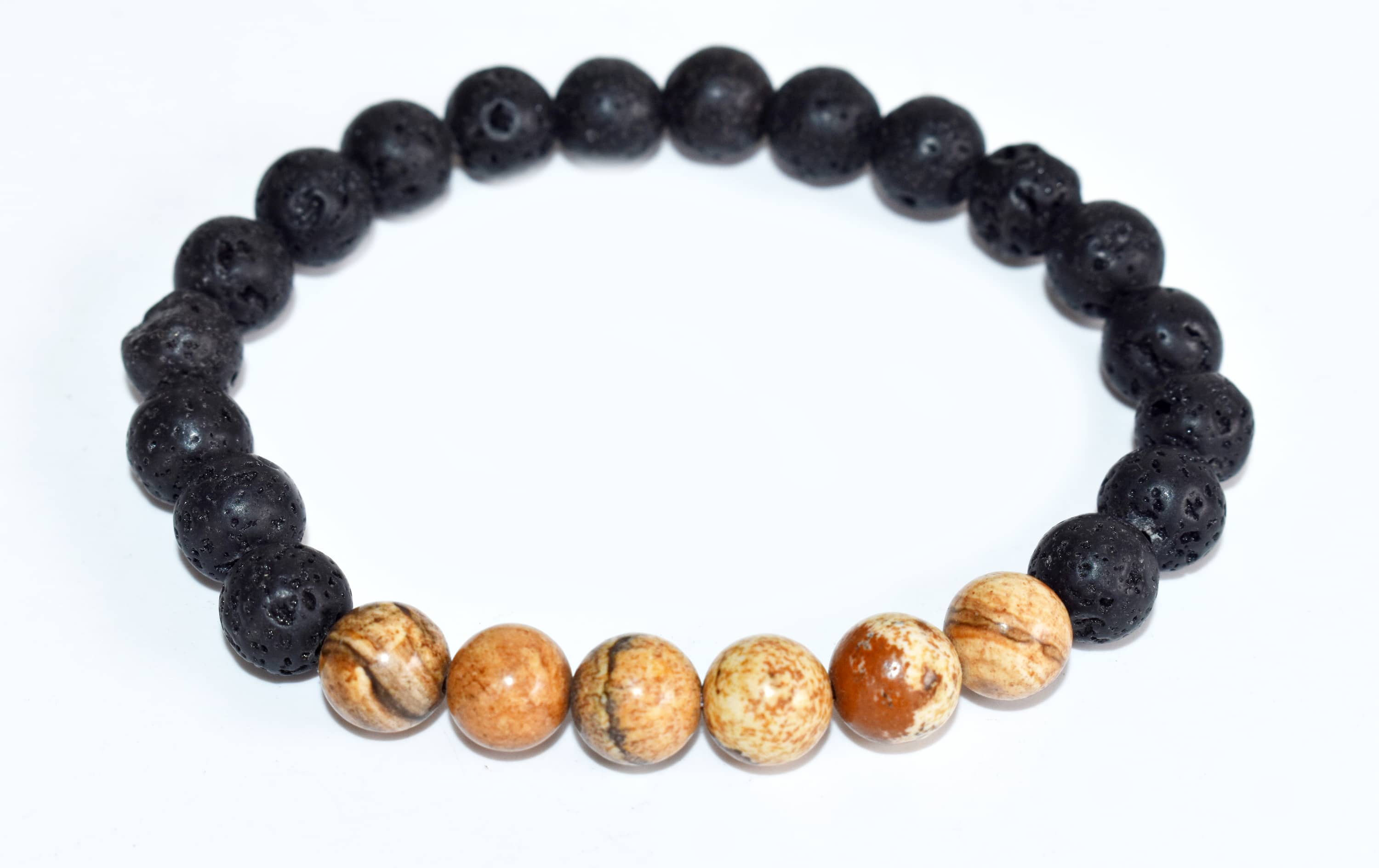 Lava Diffuser Bracelet, Lava with Picture Jasper Beads Diffuser Jewelry, Aromatherapy, Essential Oil Bracelet, Spiritual Gift, Yoga Gift for Her,  DestGlow