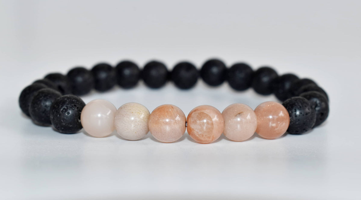 Lava Diffuser Bracelet, Lava with Moonstone Beads Diffuser Jewelry, Aromatherapy, Essential Oil Bracelet, Spiritual Gift, Yoga Gift for Her,  DestGlow