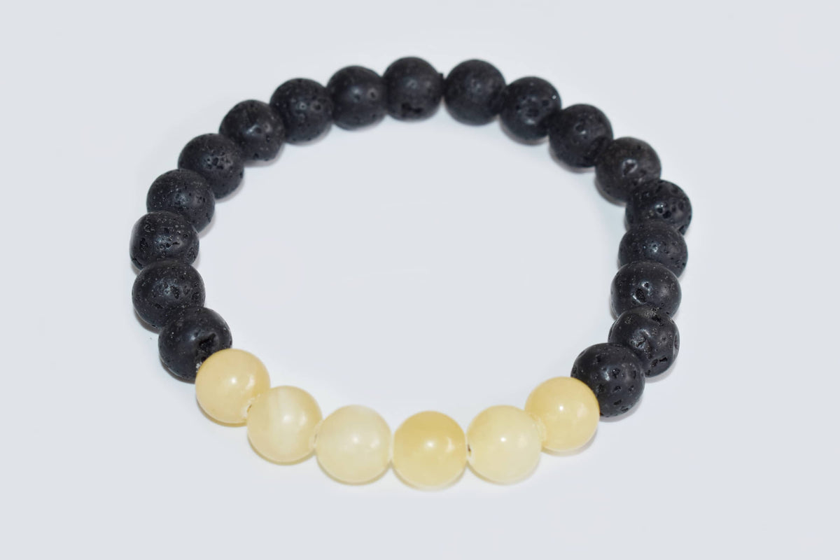 Lava Diffuser Bracelet, Lava with Honey Calcite Beads Diffuser Jewelry, Aromatherapy, Essential Oil Bracelet, Spiritual Gift, Yoga Gift for Her,  DestGlow