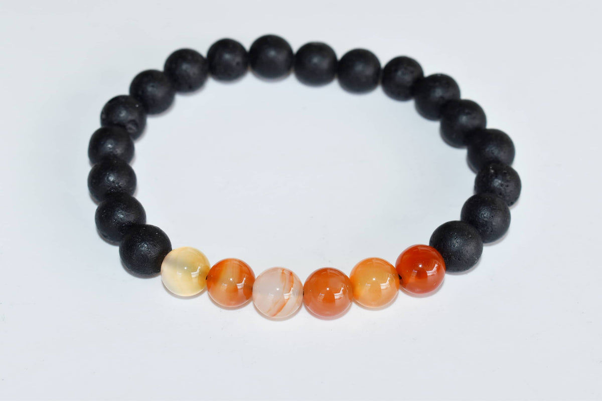 Lava Diffuser Bracelet, Lava with Carnelian Beads Diffuser Jewelry, Aromatherapy, Essential Oil Bracelet, Spiritual Gift, Yoga Gift for Her,  DestGlow