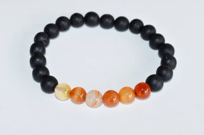 Lava Diffuser Bracelet, Lava with Carnelian Beads Diffuser Jewelry, Aromatherapy, Essential Oil Bracelet, Spiritual Gift, Yoga Gift for Her,  DestGlow