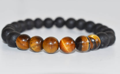 Lava Diffuser Bracelet, Lava with Tiger Eye Beads Diffuser Jewelry, Aromatherapy, Essential Oil Bracelet, Spiritual Gift, Yoga Gift for Her,  DestGlow