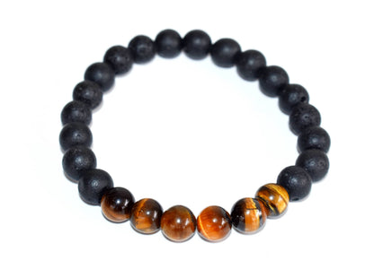 Lava Diffuser Bracelet, Lava with Tiger Eye Beads Diffuser Jewelry, Aromatherapy, Essential Oil Bracelet, Spiritual Gift, Yoga Gift for Her,  DestGlow