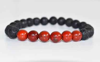 Lava Diffuser Bracelet, Lava with Red Jasper Beads Diffuser Jewelry, Aromatherapy, Essential Oil Bracelet, Spiritual Gift, Yoga Gift for Her,  DestGlow