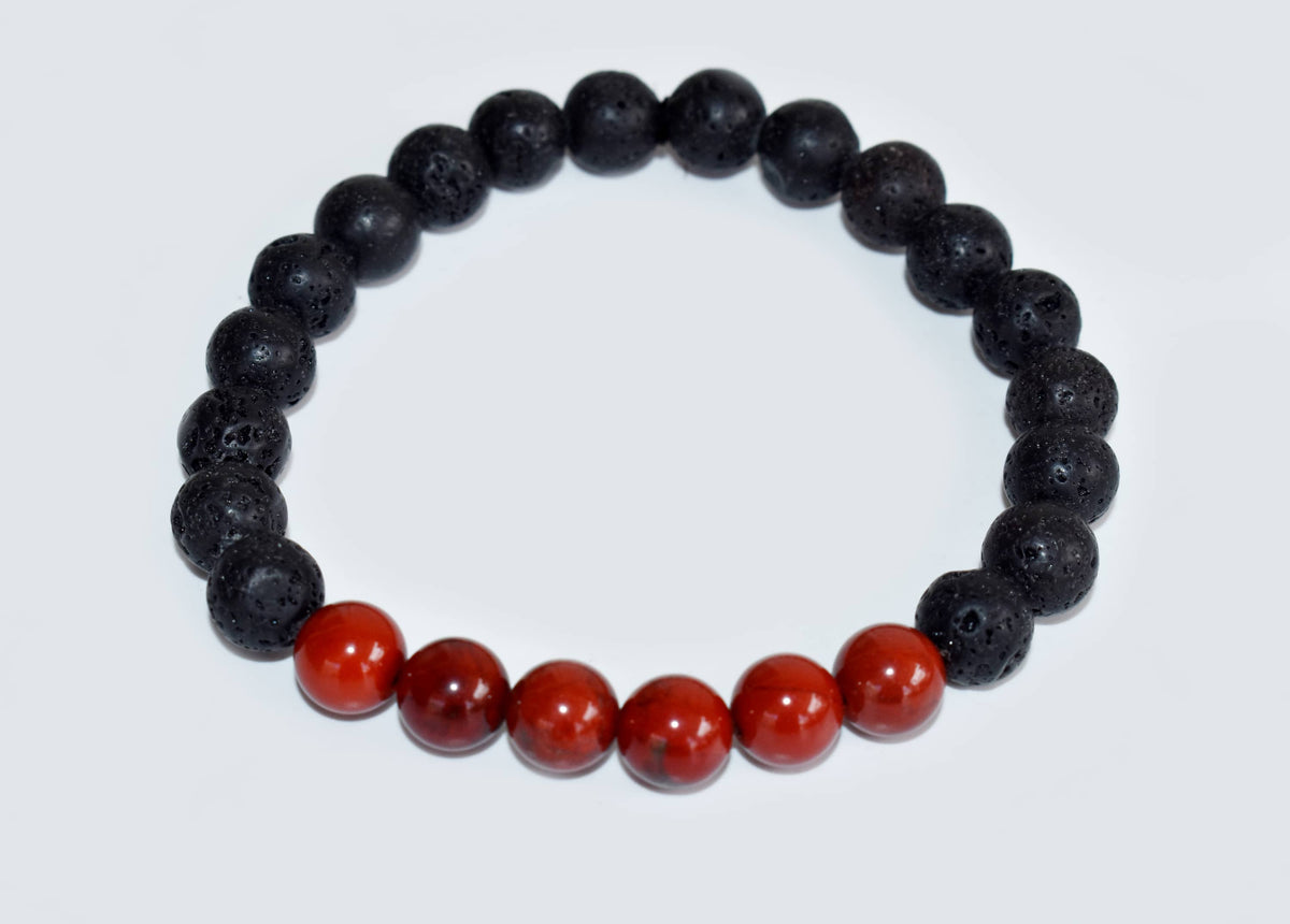 Lava Diffuser Bracelet, Lava with Red Jasper Beads Diffuser Jewelry, Aromatherapy, Essential Oil Bracelet, Spiritual Gift, Yoga Gift for Her,  DestGlow
