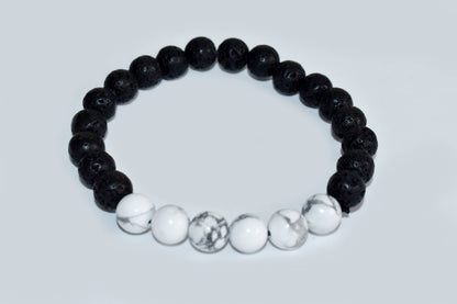 Lava Diffuser Bracelet, Lava with Howlite Beads Diffuser Jewelry, Aromatherapy, Essential Oil Bracelet, Spiritual Gift, Yoga Gift for Her,  DestGlow