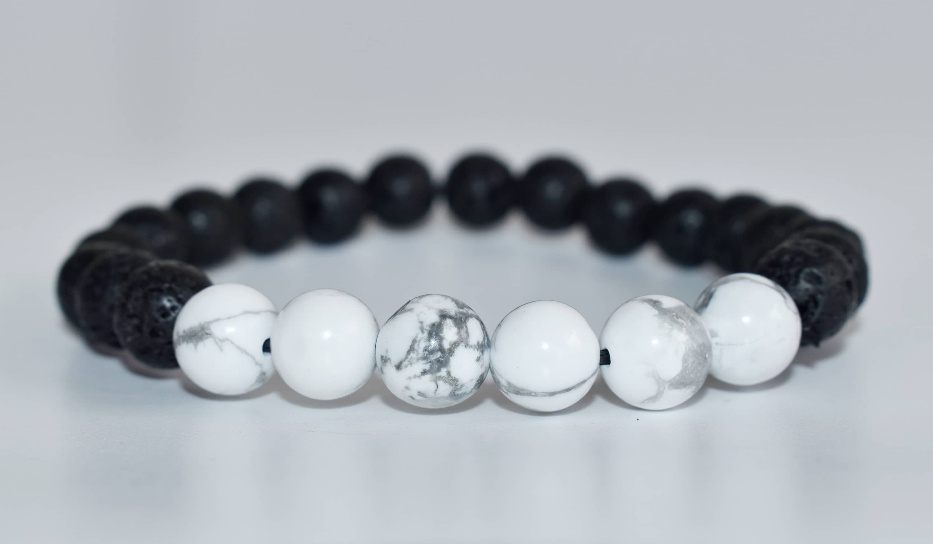 Lava Diffuser Bracelet, Lava with Howlite Beads Diffuser Jewelry, Aromatherapy, Essential Oil Bracelet, Spiritual Gift, Yoga Gift for Her,  DestGlow