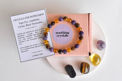 Soothing and Reducing DEPRESSION Crystal Kit, Gemstone Tumble Kit, Depression Crystal Gift Set