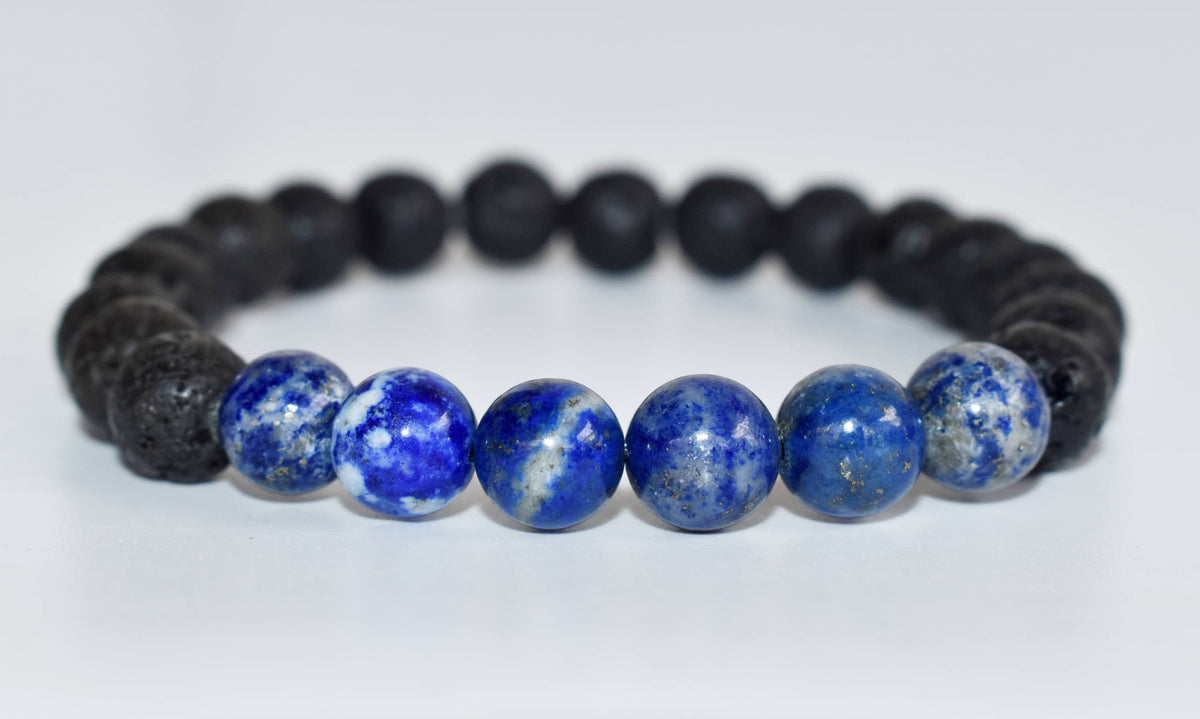 Lava Diffuser Bracelet, Lava with Lapis Lazuli Beads Diffuser Jewelry, Aromatherapy, Essential Oil Bracelet, Spiritual Gift, Yoga Gift for Her  DestGlow
