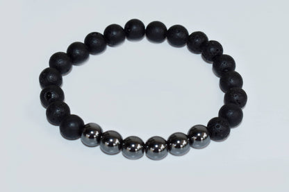 Lava Diffuser Bracelet, Lava with Hematite Beads Diffuser Jewelry, Aromatherapy, Essential Oil Bracelet, Spiritual Gift, Yoga Gift for Her,  DestGlow