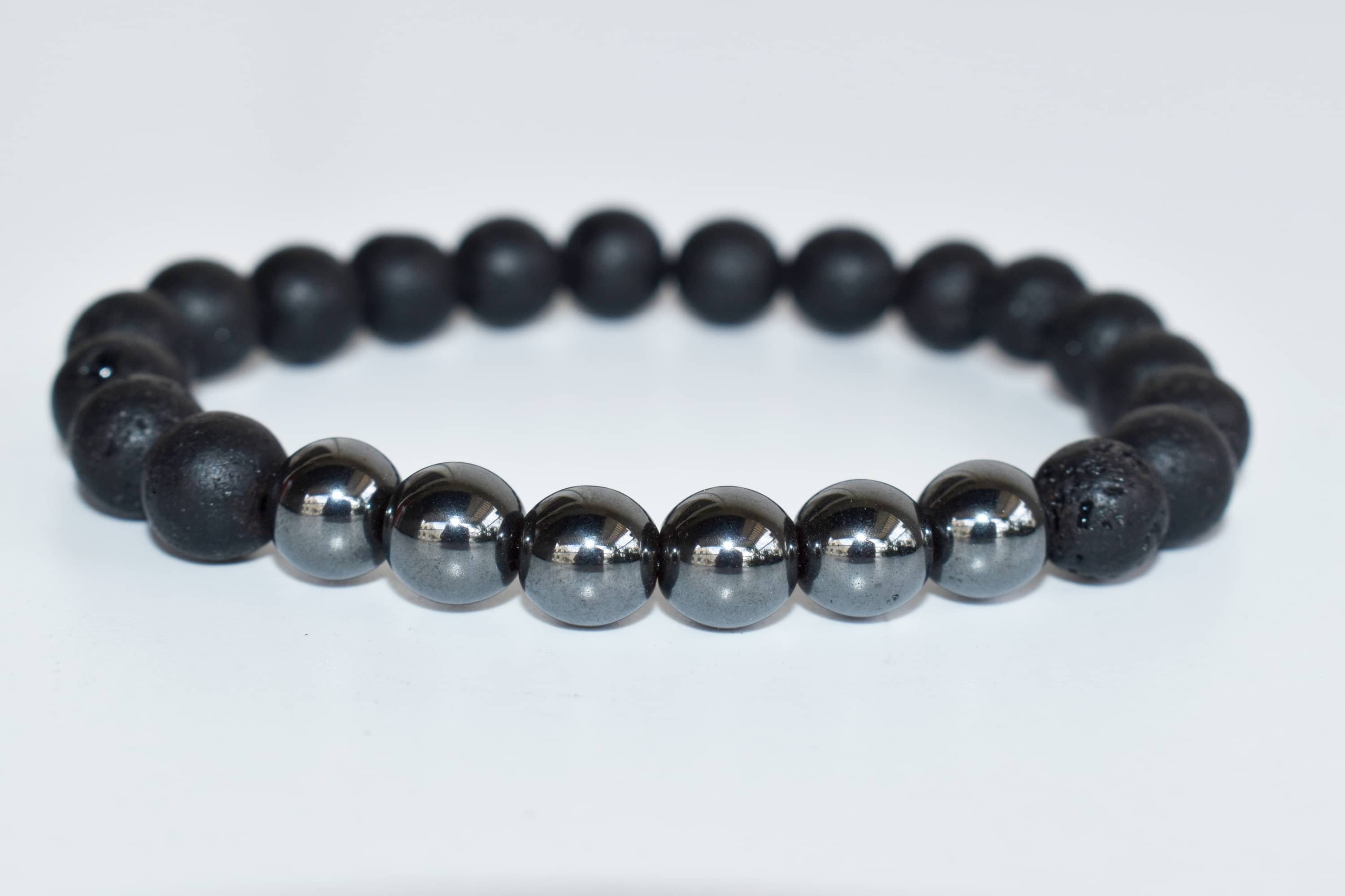 Lava Diffuser Bracelet, Lava with Hematite Beads Diffuser Jewelry, Aromatherapy, Essential Oil Bracelet, Spiritual Gift, Yoga Gift for Her,  DestGlow