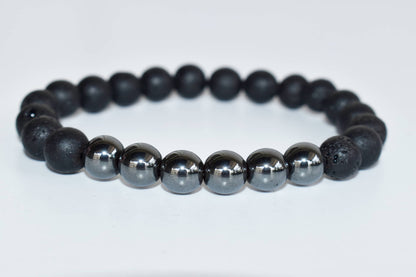 Lava Diffuser Bracelet, Lava with Hematite Beads Diffuser Jewelry, Aromatherapy, Essential Oil Bracelet, Spiritual Gift, Yoga Gift for Her,  DestGlow