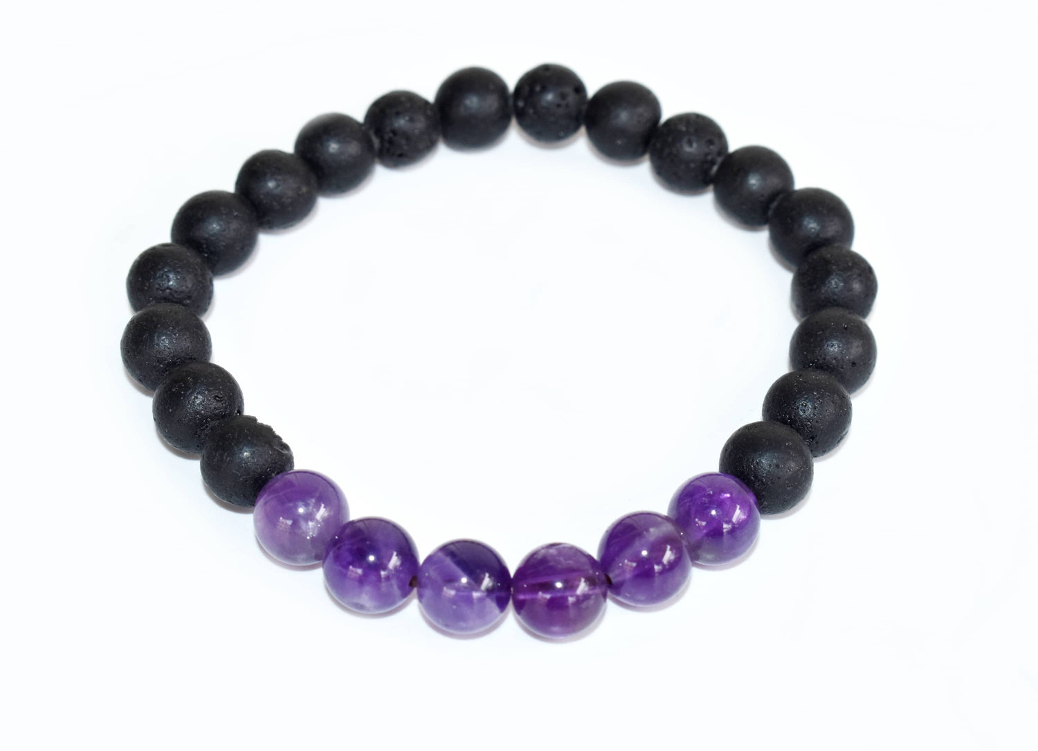 Lava Diffuser Bracelet, Lava with Amethyst Beads Diffuser Jewelry, Aromatherapy, Essential Oil Bracelet, Spiritual Gift, Yoga Gift for Her  DestGlow
