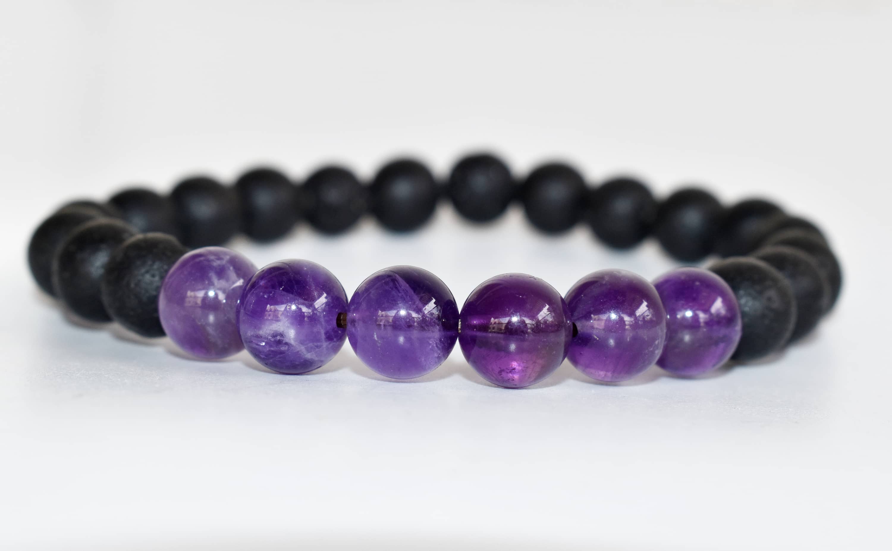 Lava Diffuser Bracelet, Lava with Amethyst Beads Diffuser Jewelry, Aromatherapy, Essential Oil Bracelet, Spiritual Gift, Yoga Gift for Her  DestGlow