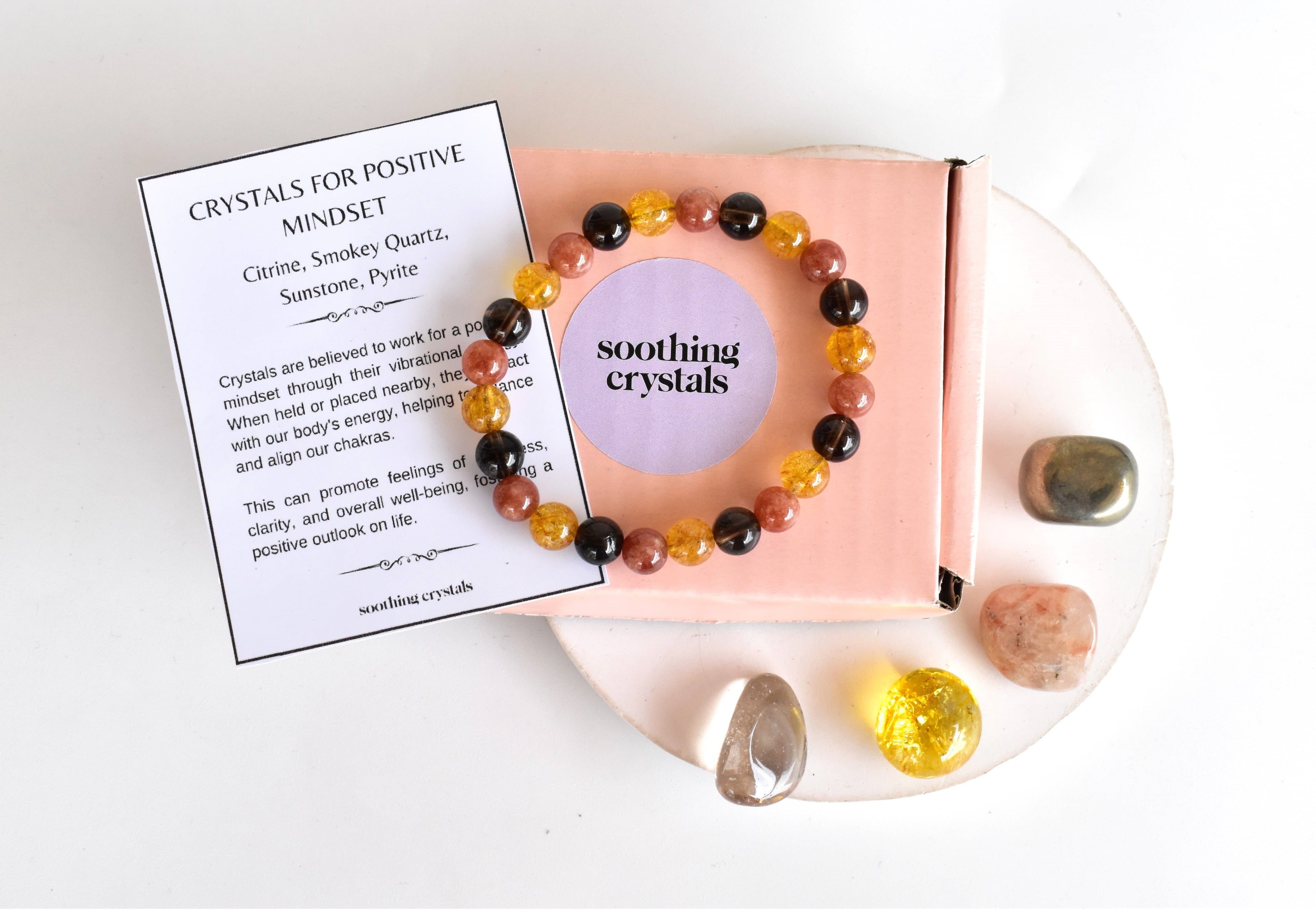 Developing POSITIVE MINDSET Crystal Kit, Gemstone Tumble Kit, Positive Mindset Crystal Gift Set  DestGlow