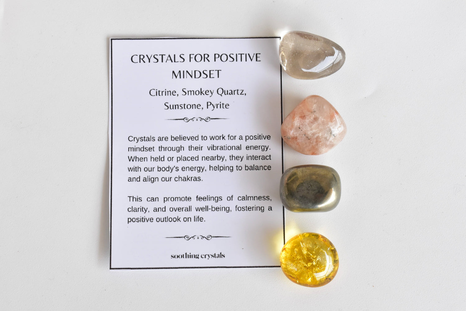 Developing POSITIVE MINDSET Crystal Kit, Gemstone Tumble Kit, Positive Mindset Crystal Gift Set  DestGlow