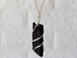 Black Tourmaline Raw Gemstone Pendant, Wire Wrapped Crystal Stone Pendant  DestGlow