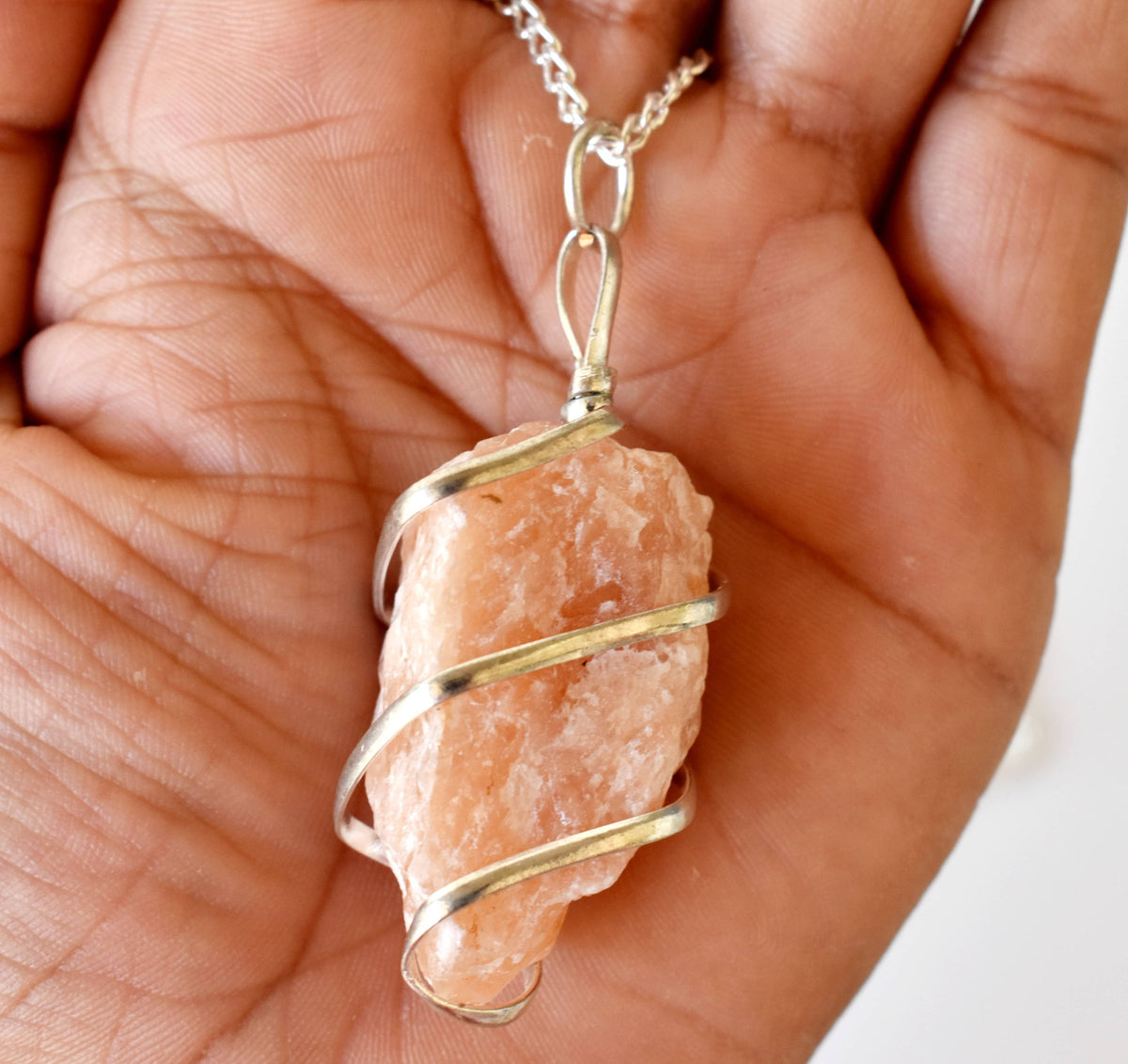 Sunstone Raw Gemstone Pendant, Wire Wrapped Crystal Stone Pendant  DestGlow