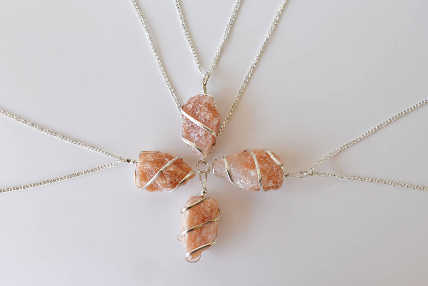 Sunstone Raw Gemstone Pendant, Wire Wrapped Crystal Stone Pendant  DestGlow