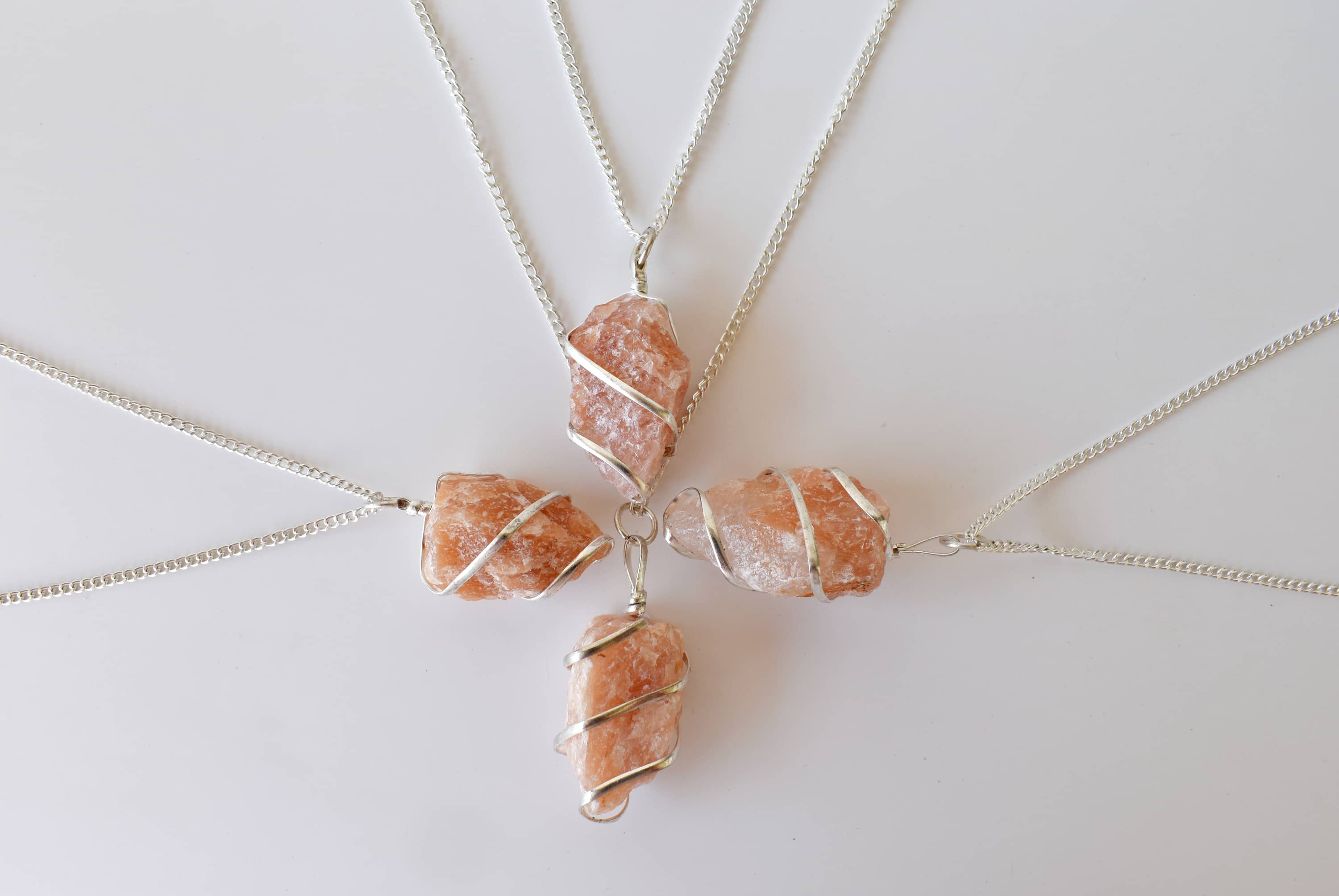 Sunstone Raw Gemstone Pendant, Wire Wrapped Crystal Stone Pendant  DestGlow